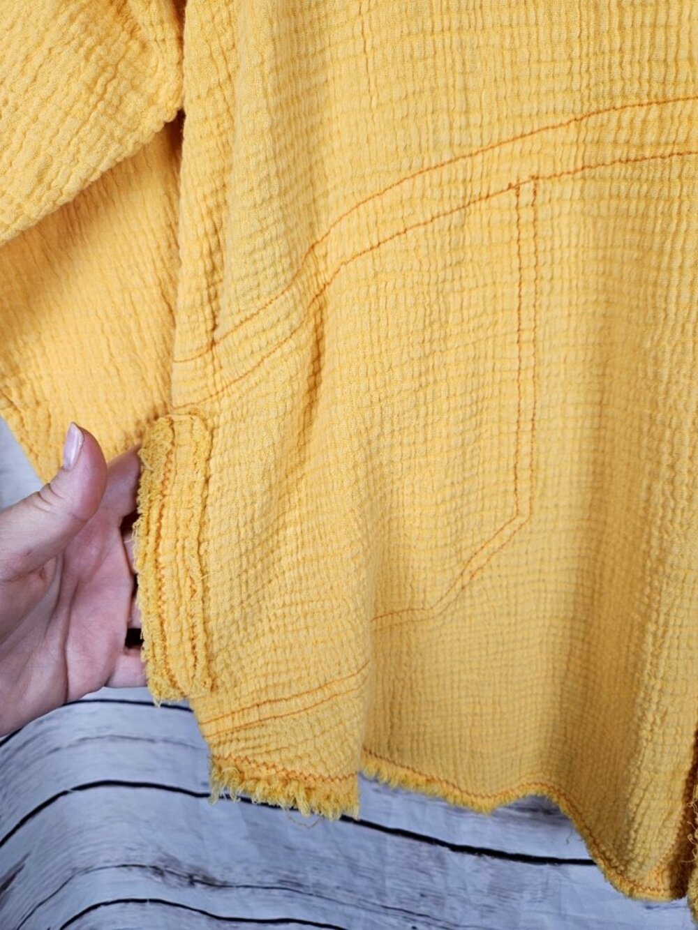 We the Free People Summer Daydream Gauze Top XS Marigold Button Long Sleeves - Picture 3 of 8